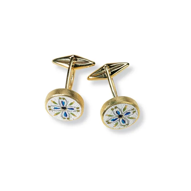 Le Sibille Bukara gemelli oro 18ct zaffiri mosaico