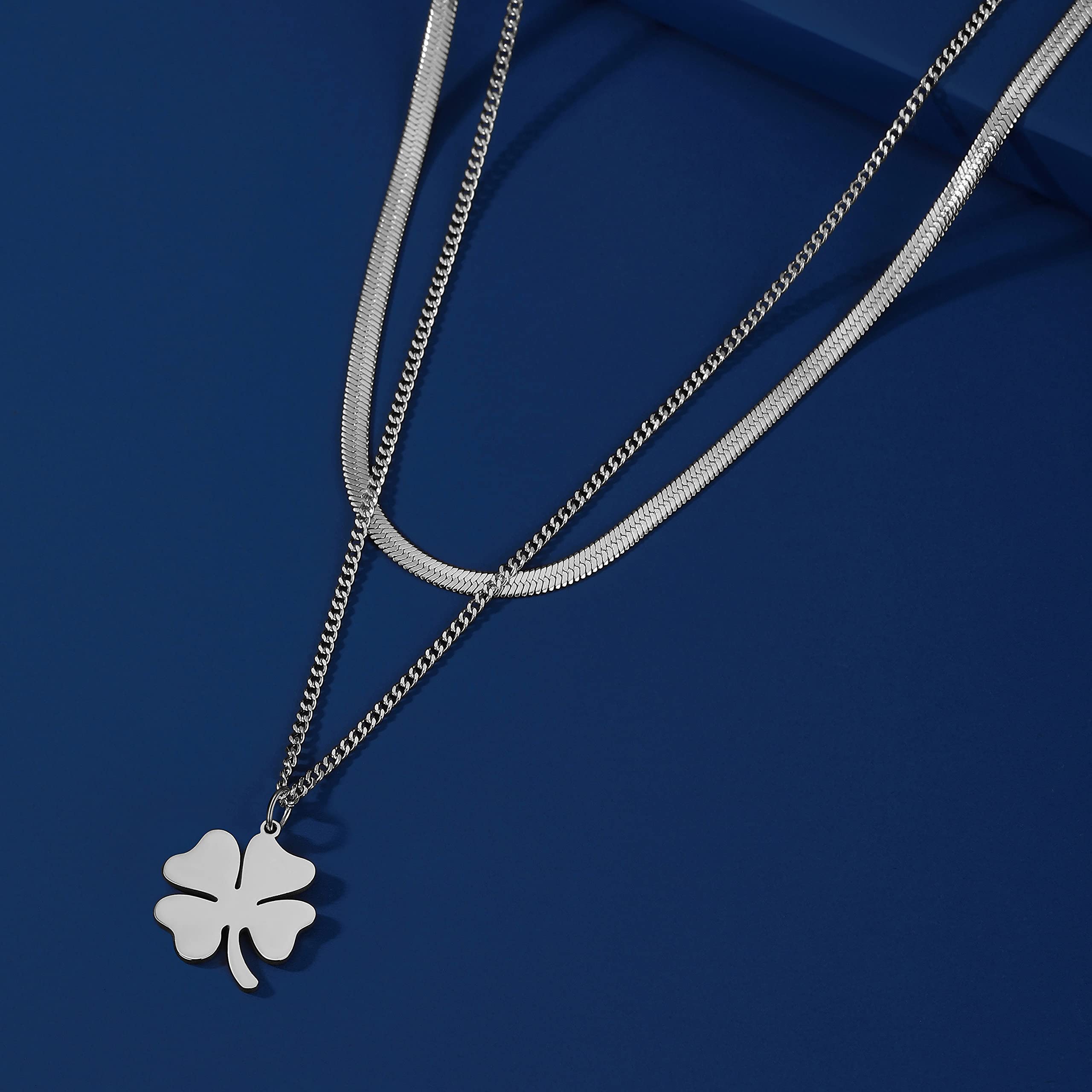EUEAVAN Necklaces collana quadrifoglio Argento2 minimalista