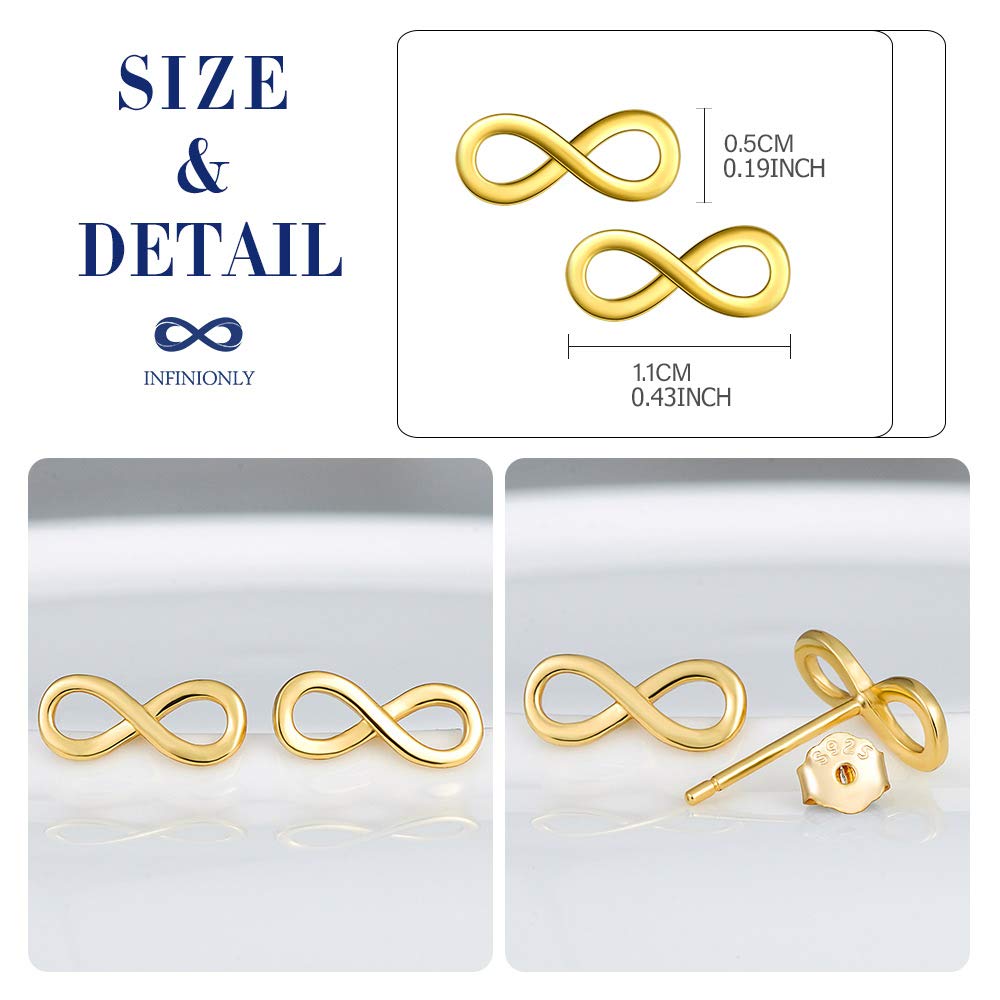 INFINIONLY Orecchini Infinito in Argento 925 Gold a Perno