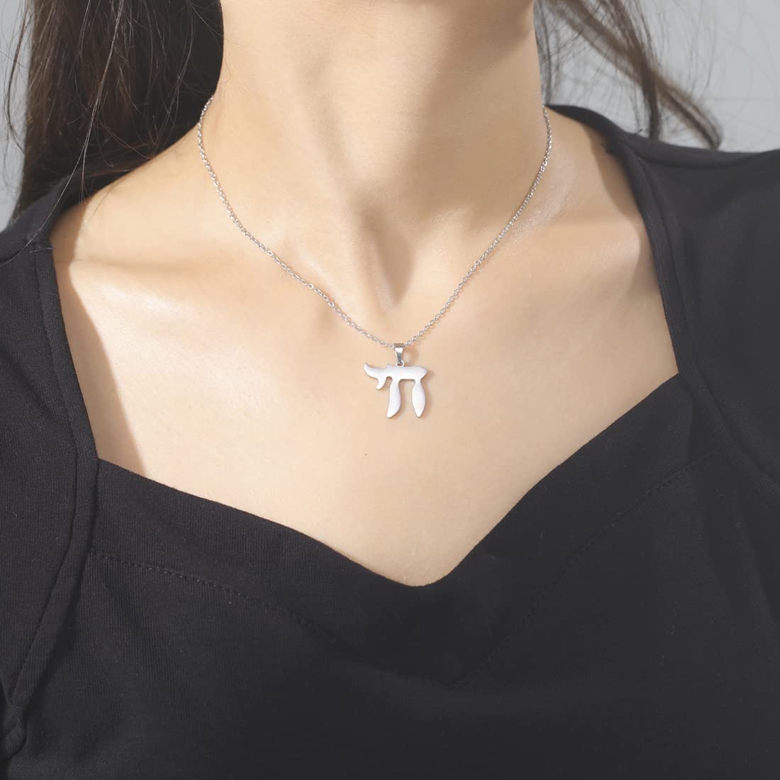 EUEAVAN Necklaces collana chai argento donna simbolo vita