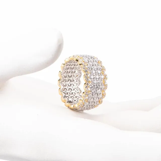Chic Ad Hoc Anelli Anello Fascia Traforata Bicolore Zirconi