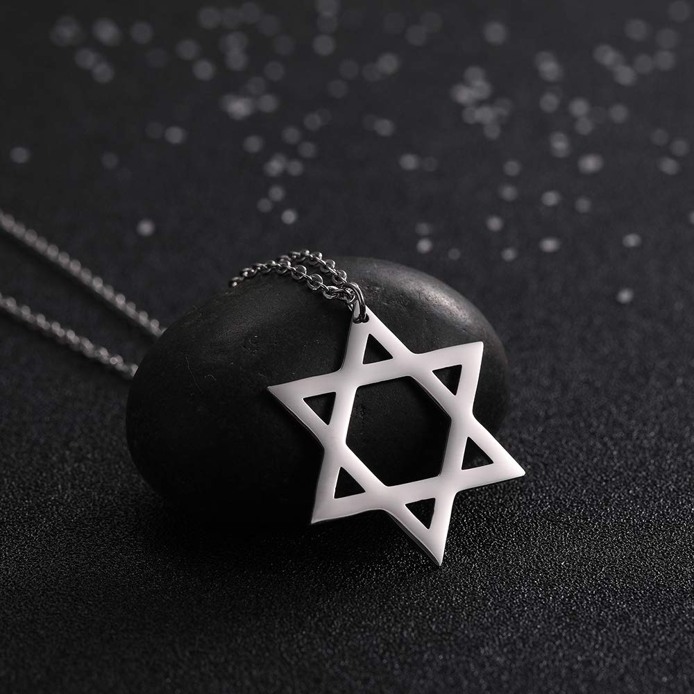 Eueavan Necklaces collana stella David argento acciaio