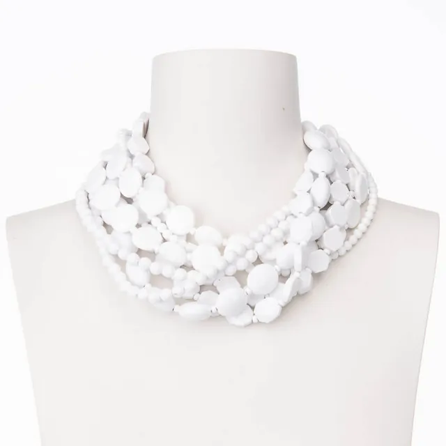 Chic Ad Hoc Collana estate resina bianca forme miste