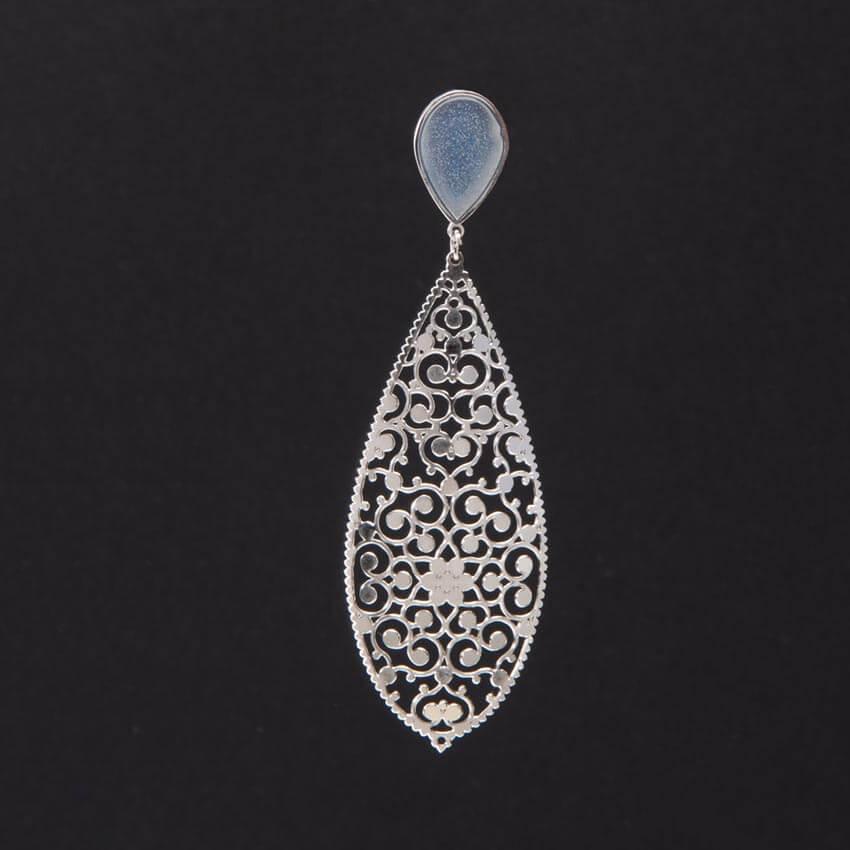 Chic Ad Hoc Orecchini perno goccia argento azzurro