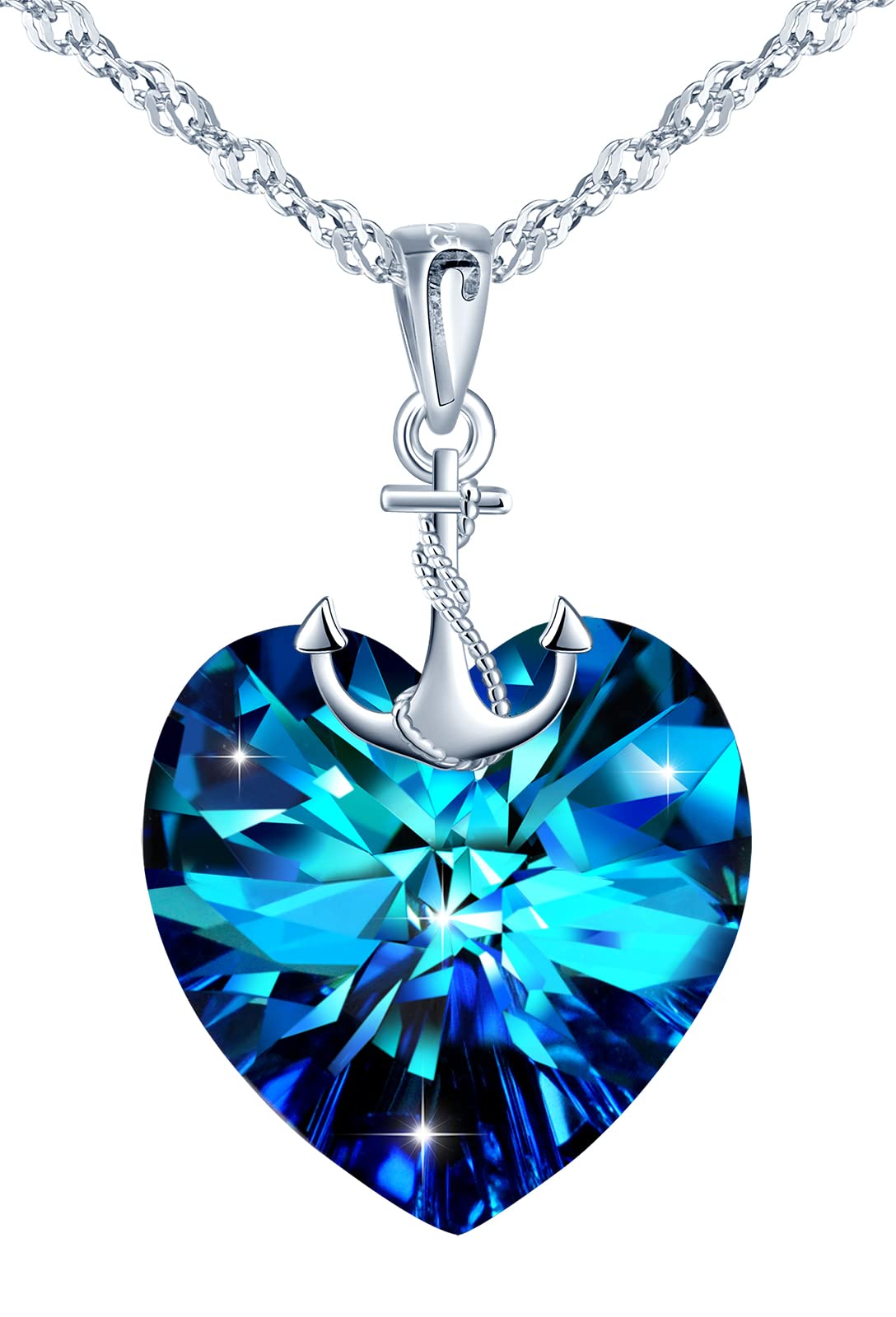INFINIONLY Fashion Collana Cuore Oceano Gialla 45cm Argento