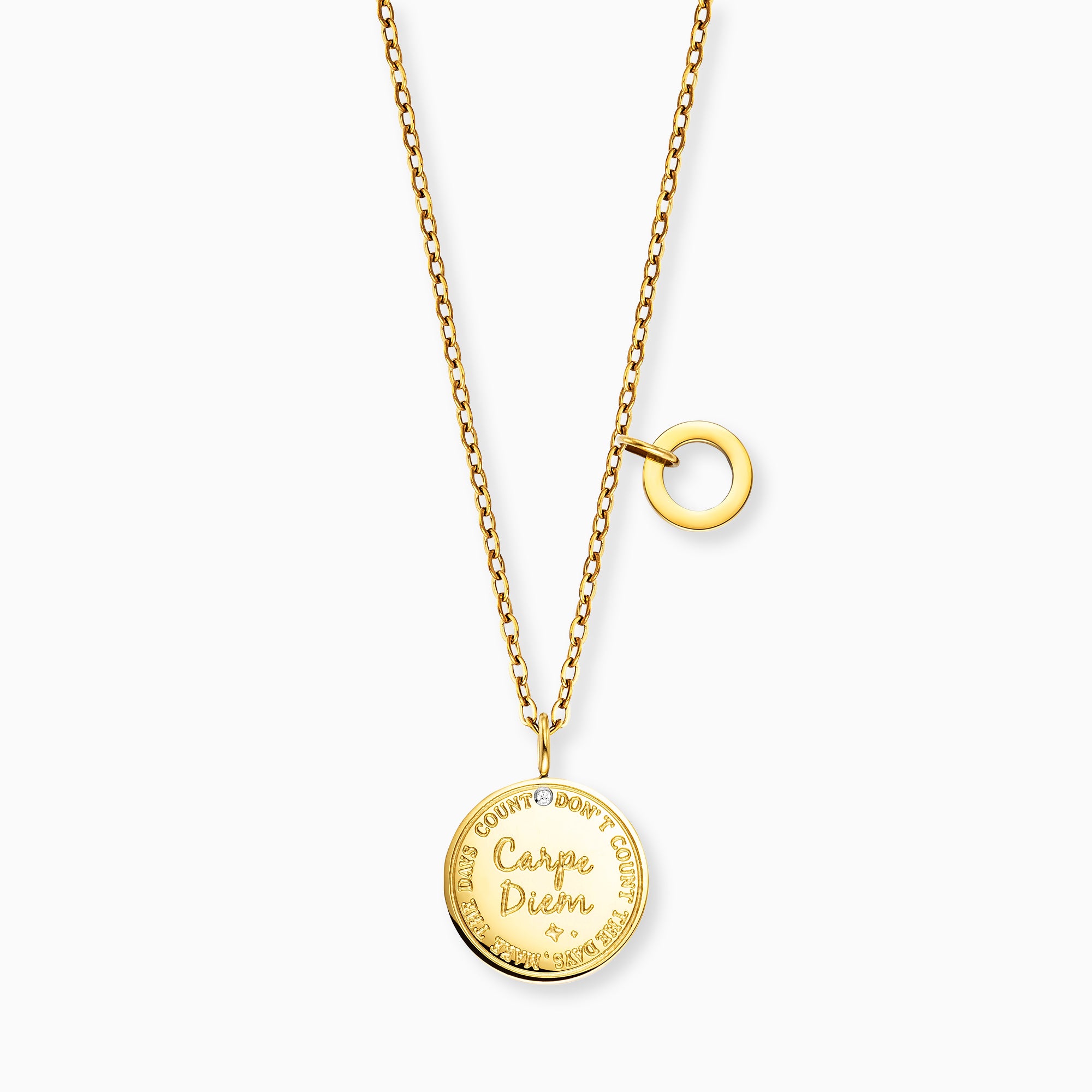 MySteel Carpe Diem collana oro acciaio con biglietto