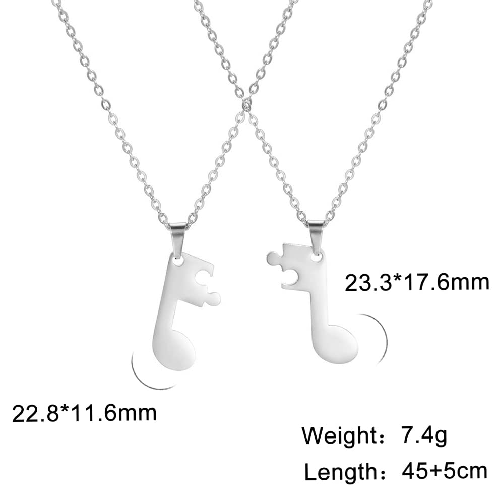 EUEAVAN Necklaces collana nota musicale coppia 2 pezzi argento