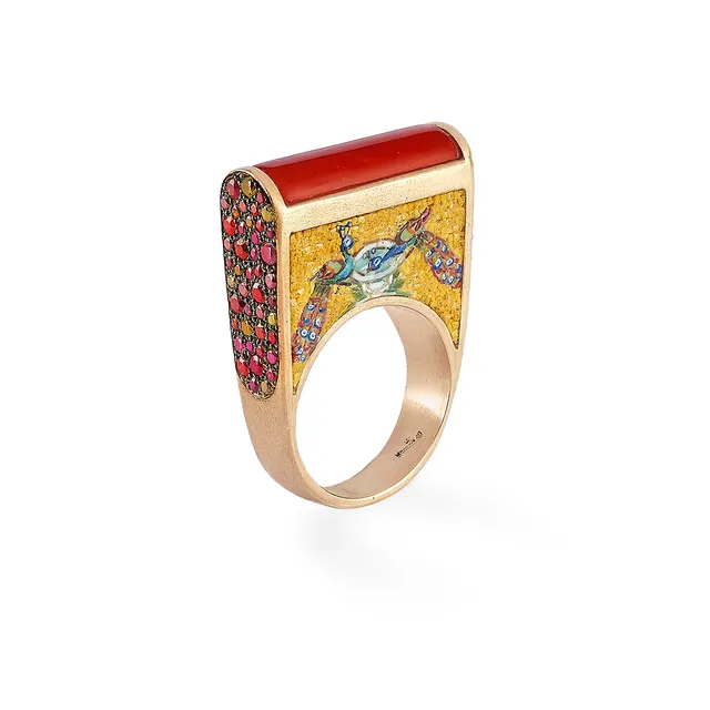 Le Sibille Anelli Bisantium Ring anello oro corallo e rubini