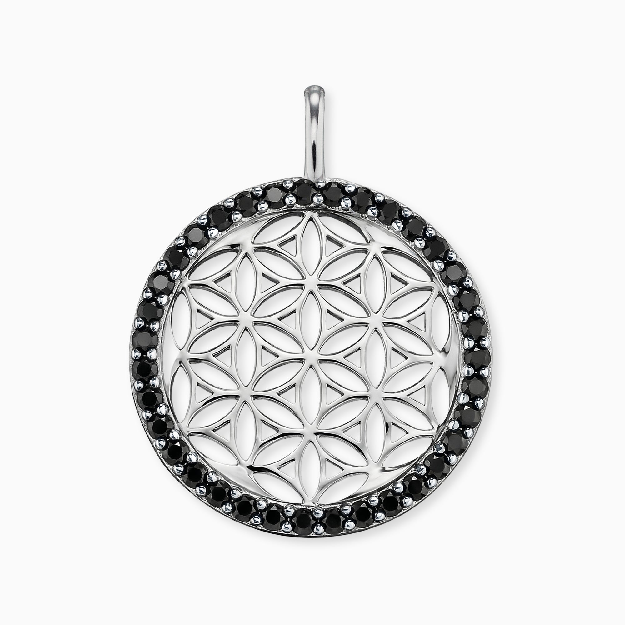 Engelsrufer Anhänger Lebensblume Ciondolo Argento 925 Zirconia Nera