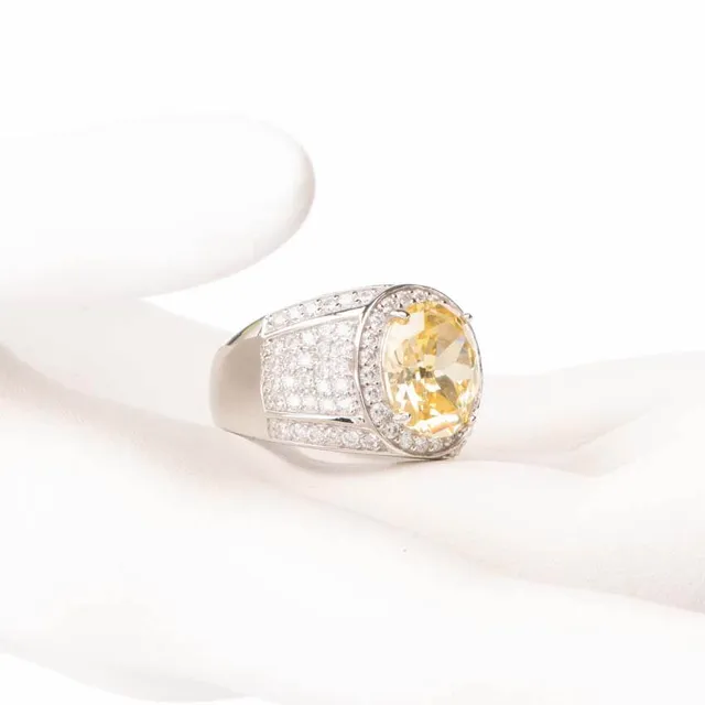 Chic Ad Hoc Anello Fascia Pietra Gialla Ovale
