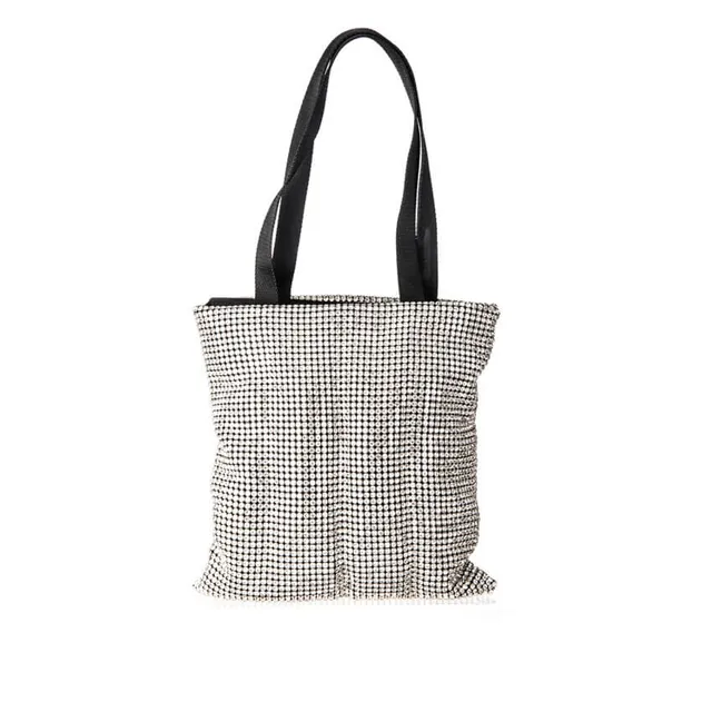 Chic Ad Hoc Pochette maglia cristalli argento shopper L