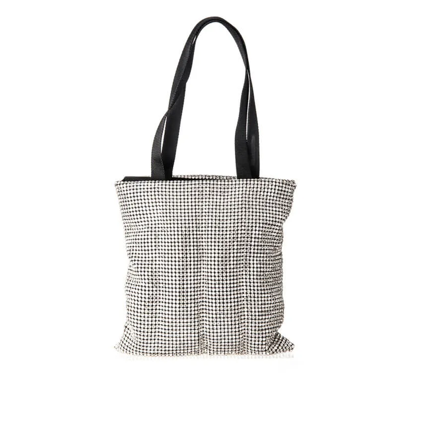 Chic Ad Hoc Pochette maglia cristalli argento shopper L