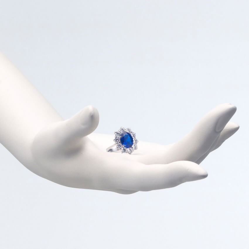 Chic Ad Hoc Anello Fidanzamento Argento Blu Zaffiro
