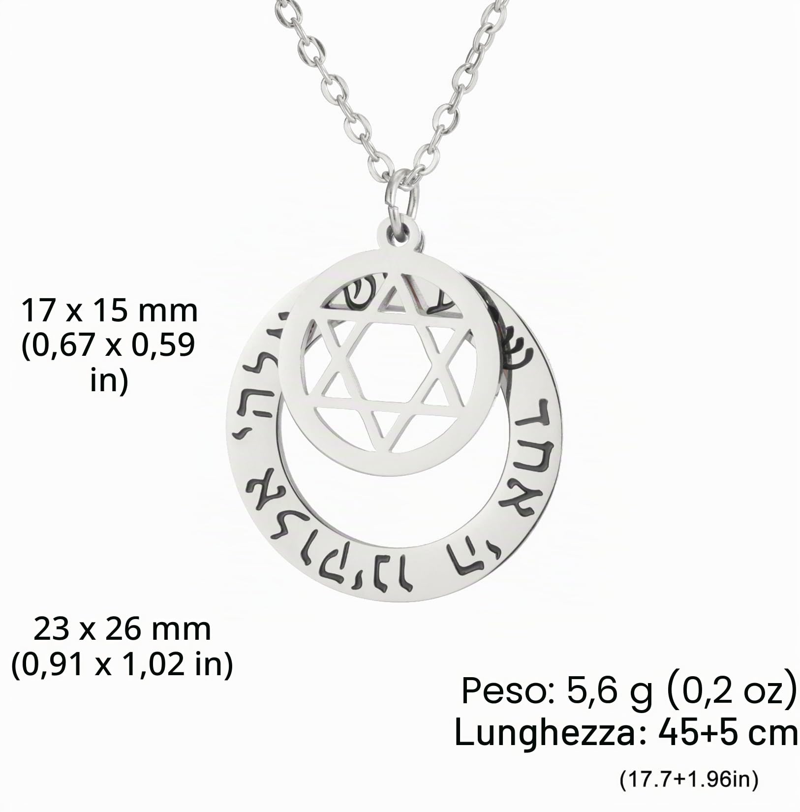 EUEAVAN Necklaces B-Hebrew collana stella di Davide shema