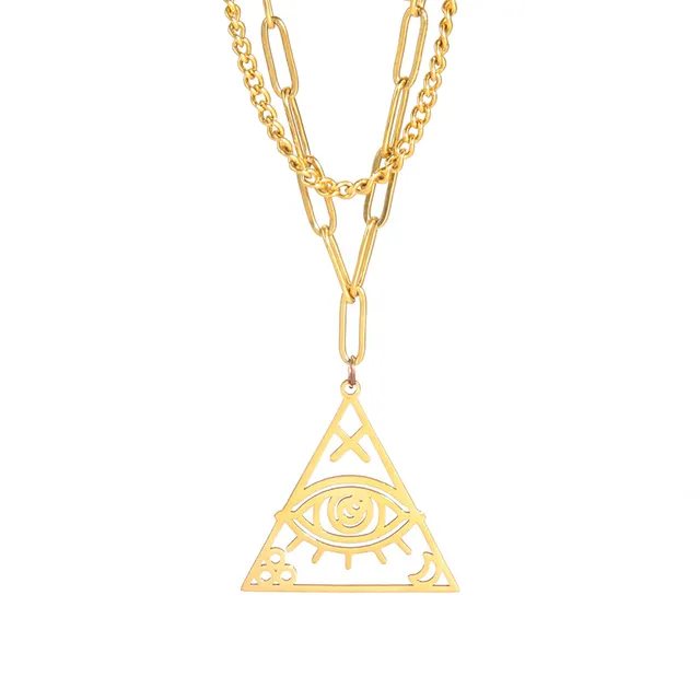 EUEAVAN Necklaces Collana occhio Horus acciaio donna