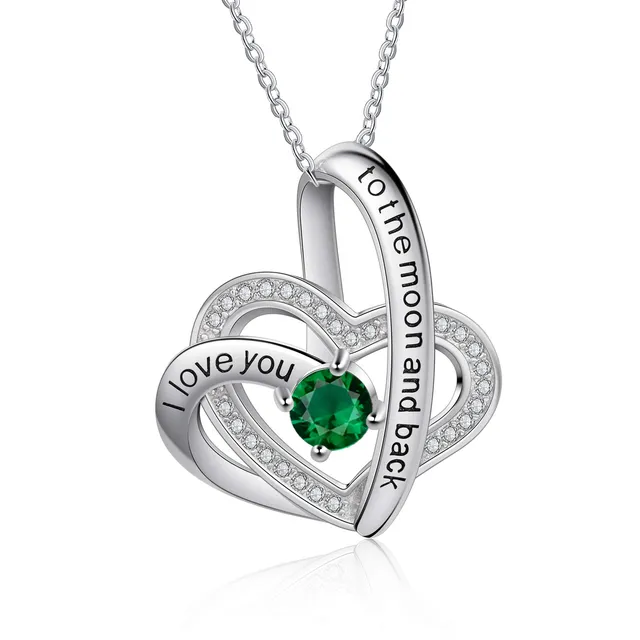 Jessemade Gioielli collana cuore argento 925 birthstone zirconi