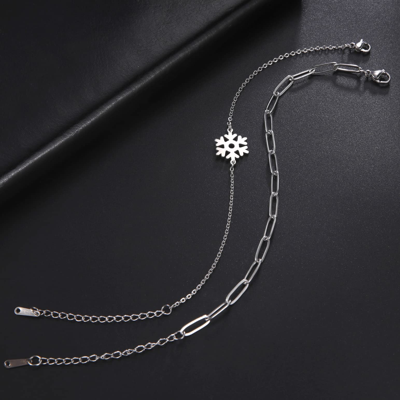 EUEAVAN Bracelets bracciale fiocco di neve acciaio regolabile