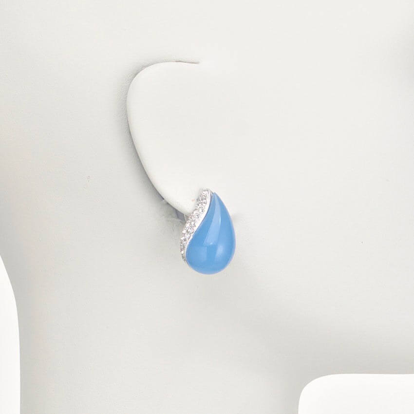Chic Ad Hoc Orecchino clip goccia argento calcedonio