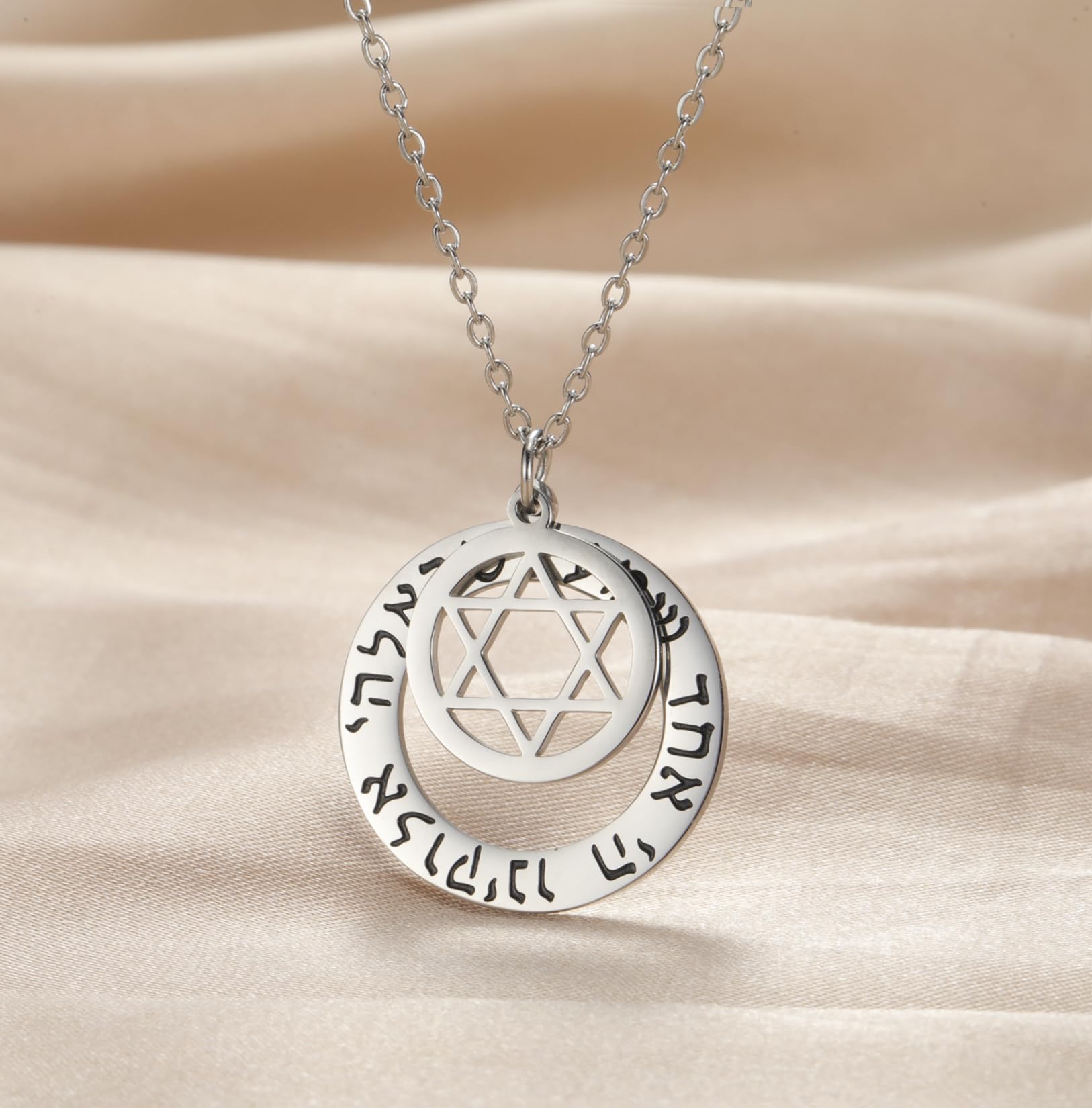 EUEAVAN Necklaces B-Hebrew collana stella di Davide shema