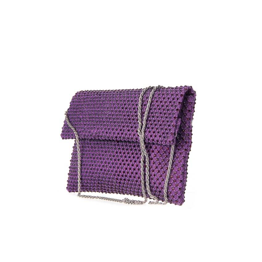 Chic Ad Hoc Borse pochette tessuto viola microcristalli
