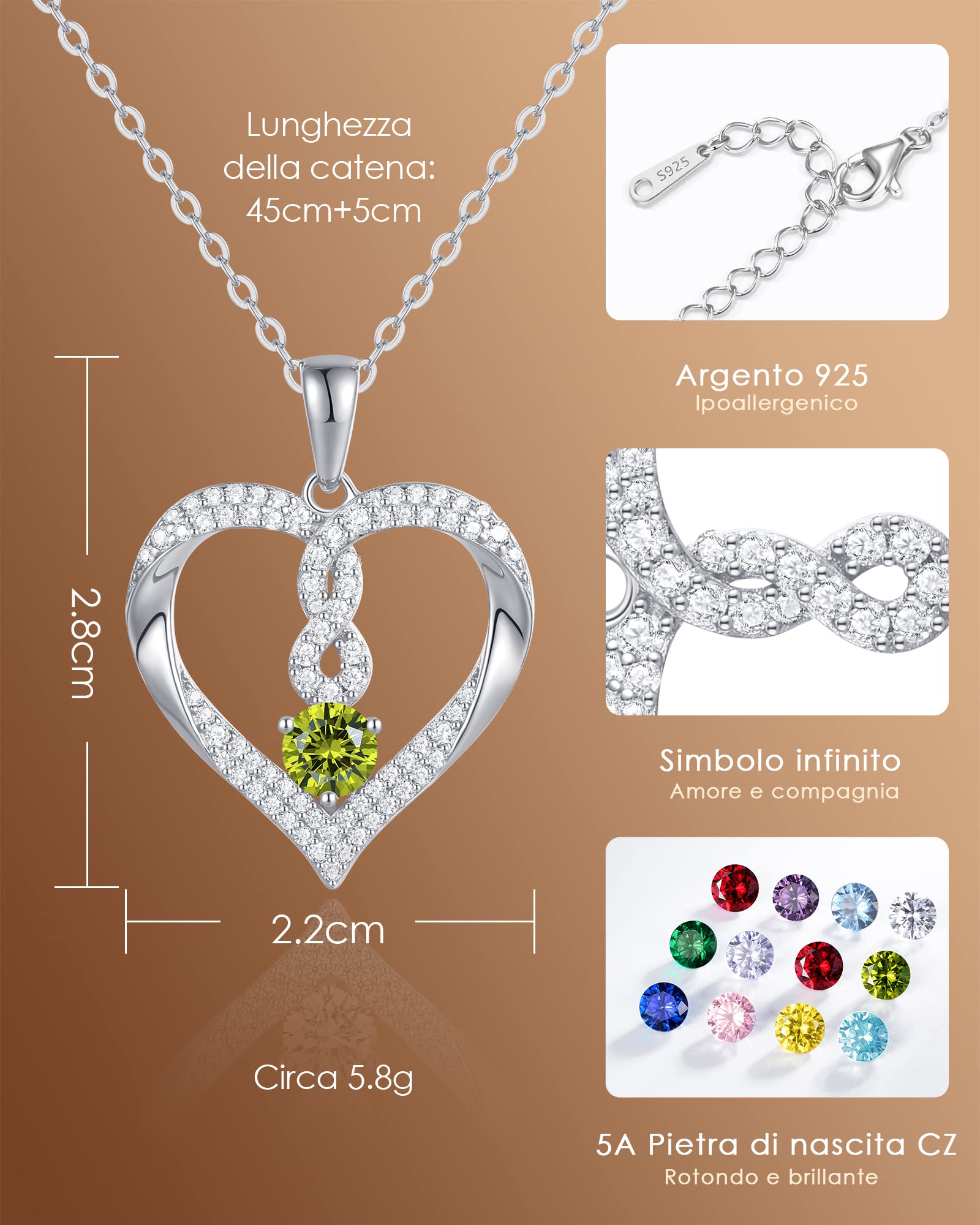 Louisa Secret Cuore Infinito Collana Donna Oro Rosa S925
