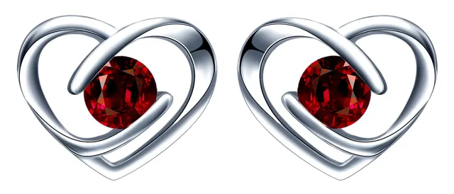INFINIONLY Fashion Earrings orecchini cuore argento 925 rosso zirconi