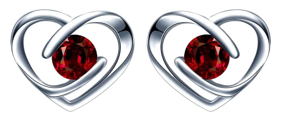 INFINIONLY Fashion Earrings orecchini cuore argento 925 rosso zirconi