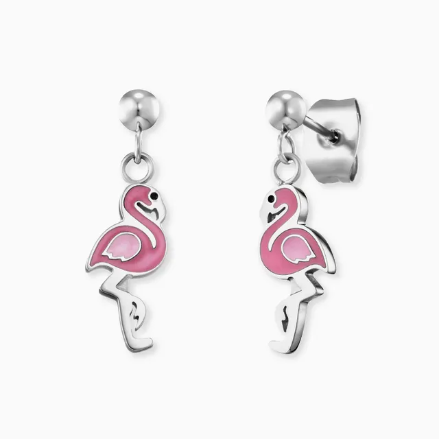 Engelsrufer Kinder orecchini fenicottero acciaio smalto rosa