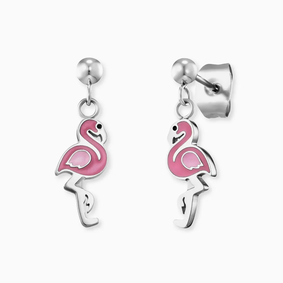 Engelsrufer Kinder orecchini fenicottero acciaio smalto rosa