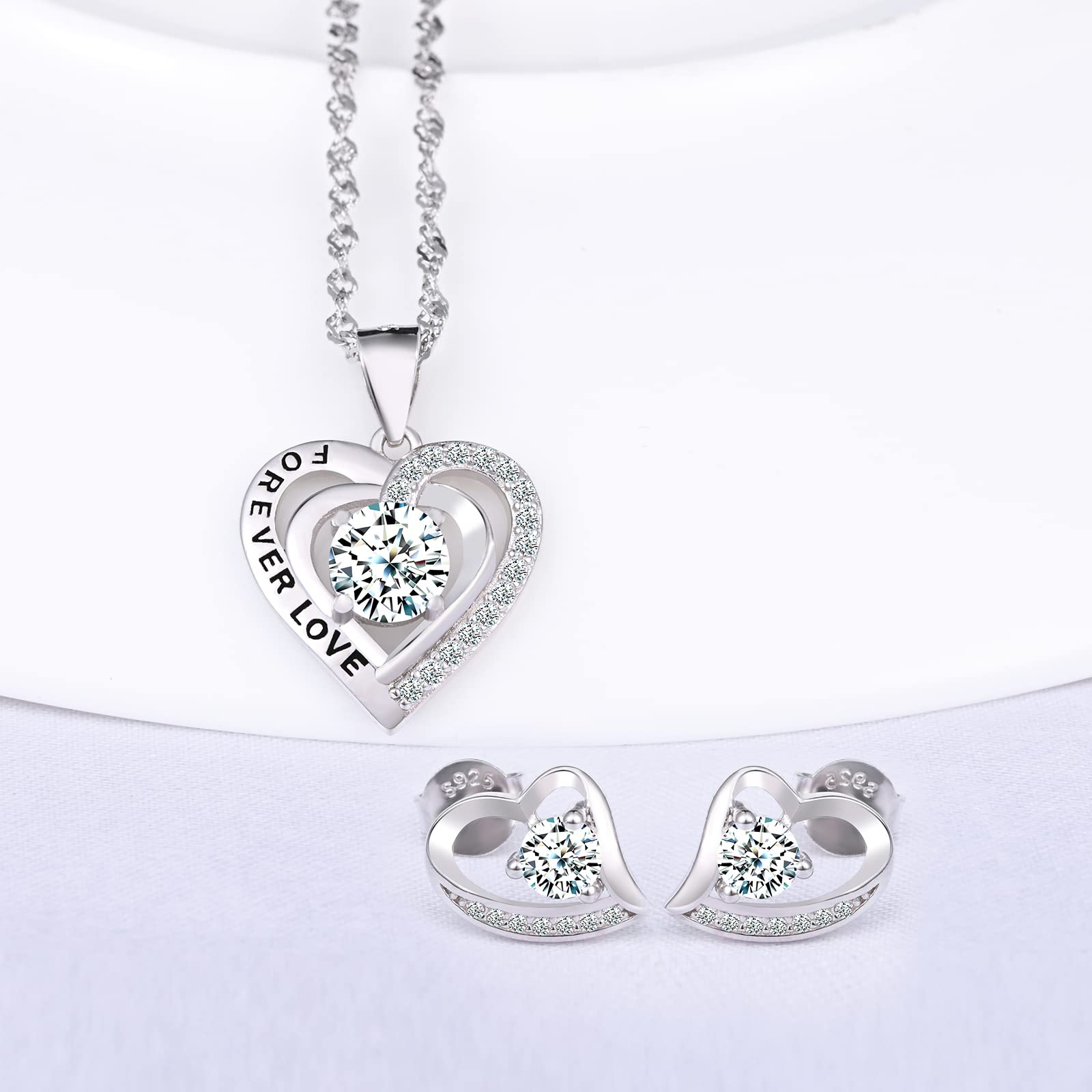 INFINIONLY Fashion Parure Cuore Forever Love 45 cm Bianco