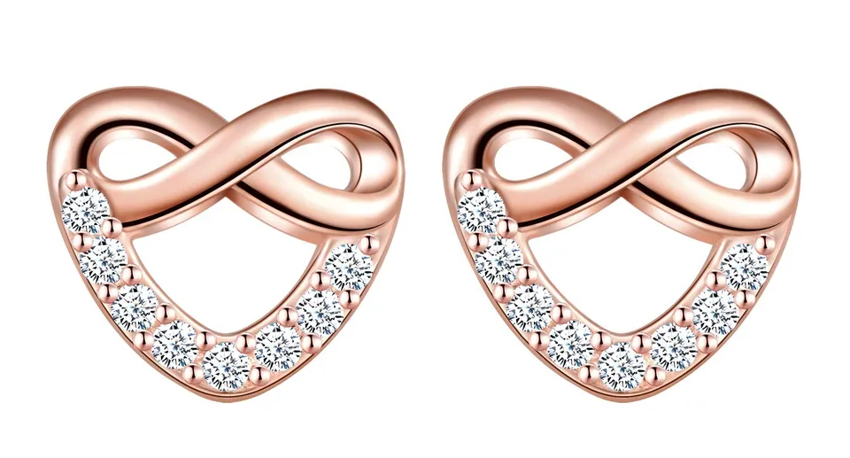 Infinionly Fashion orecchini cuore argento 925 zirconi infinito