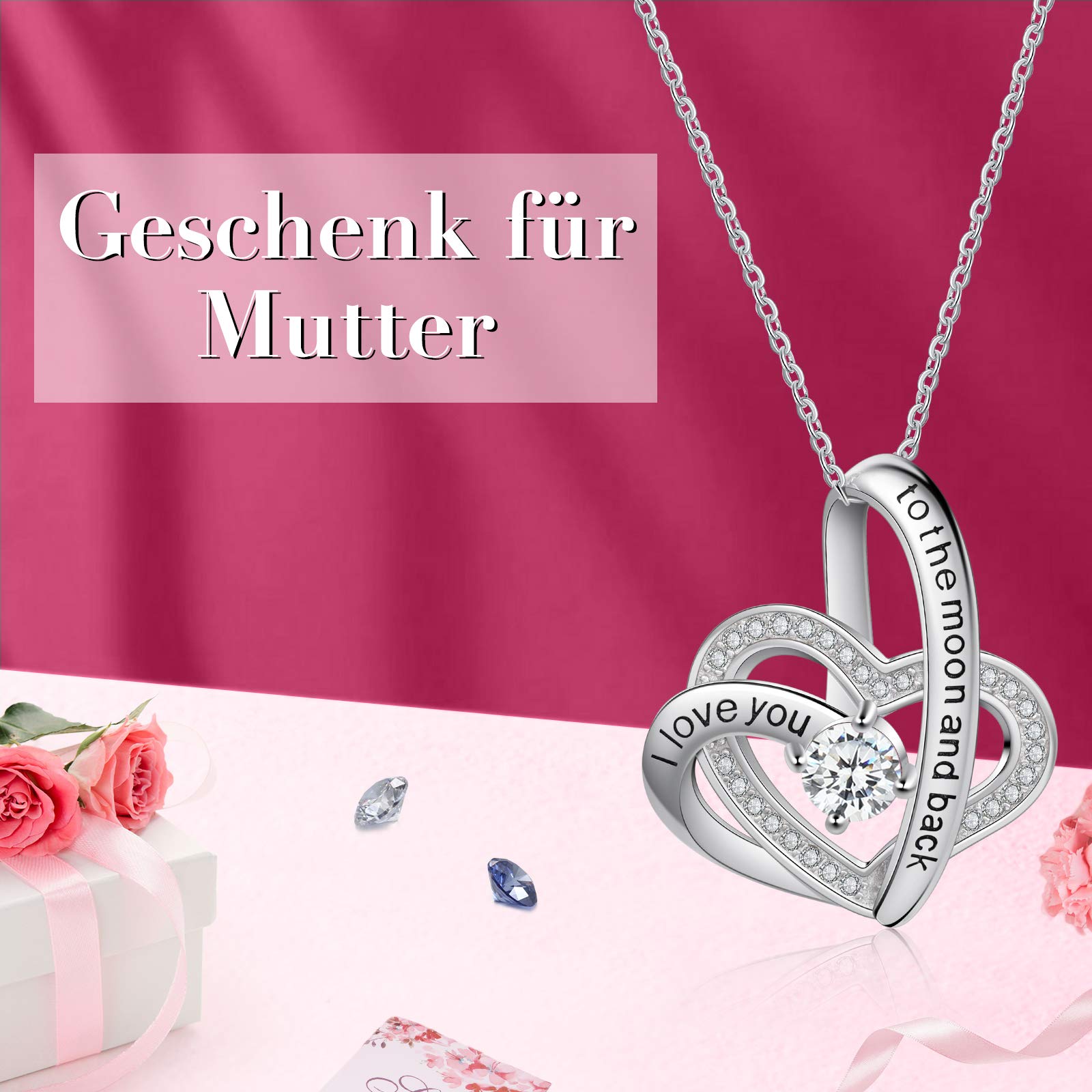 Jessemade Gioielli Collana Cuore Argento 925 Pietra Portafortuna