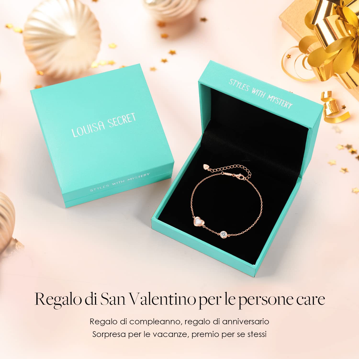 LOUISA SECRET Bracelets bracciale argento oro rosa cuore