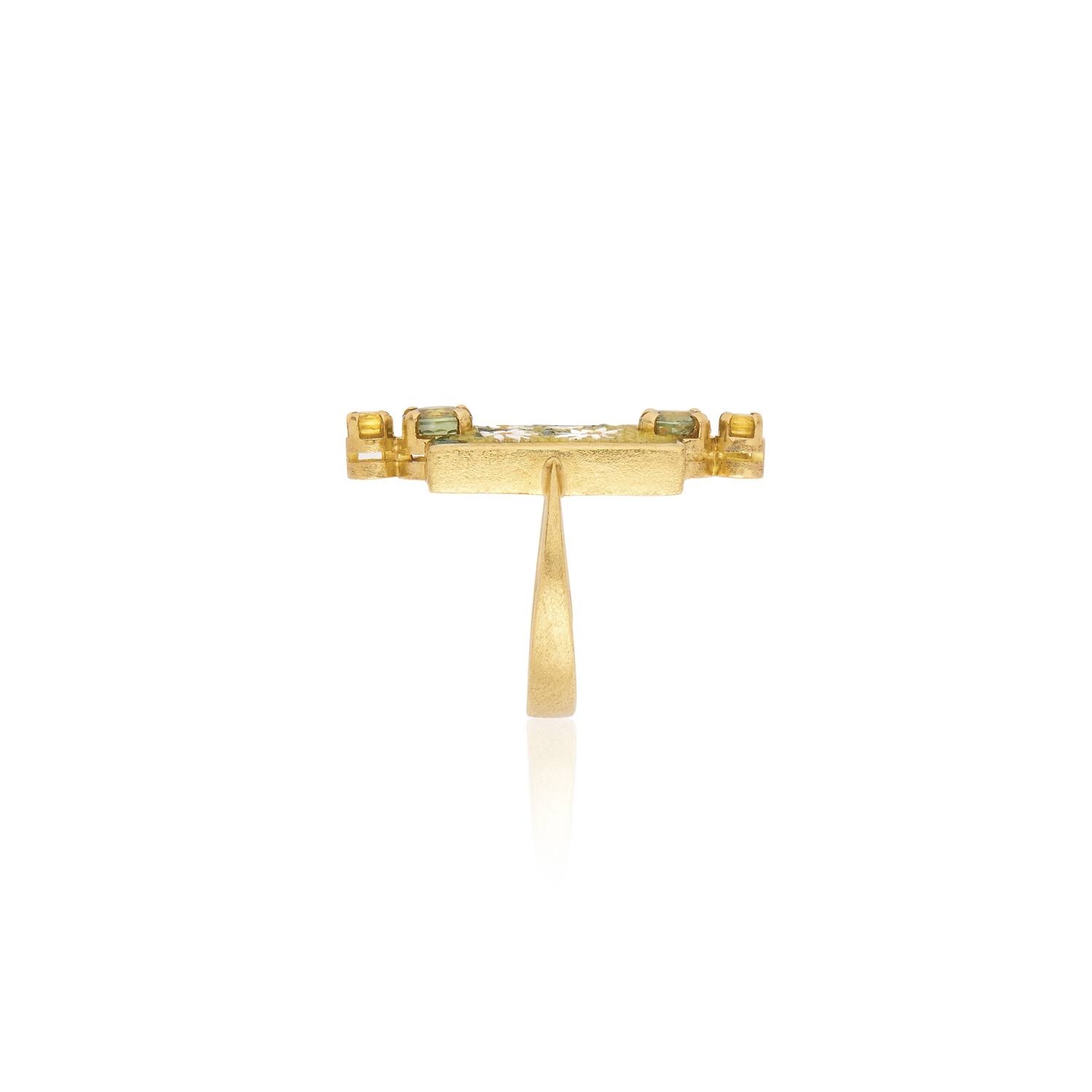 Le Sibille Marghe Anello oro zaffiri verdi gialli