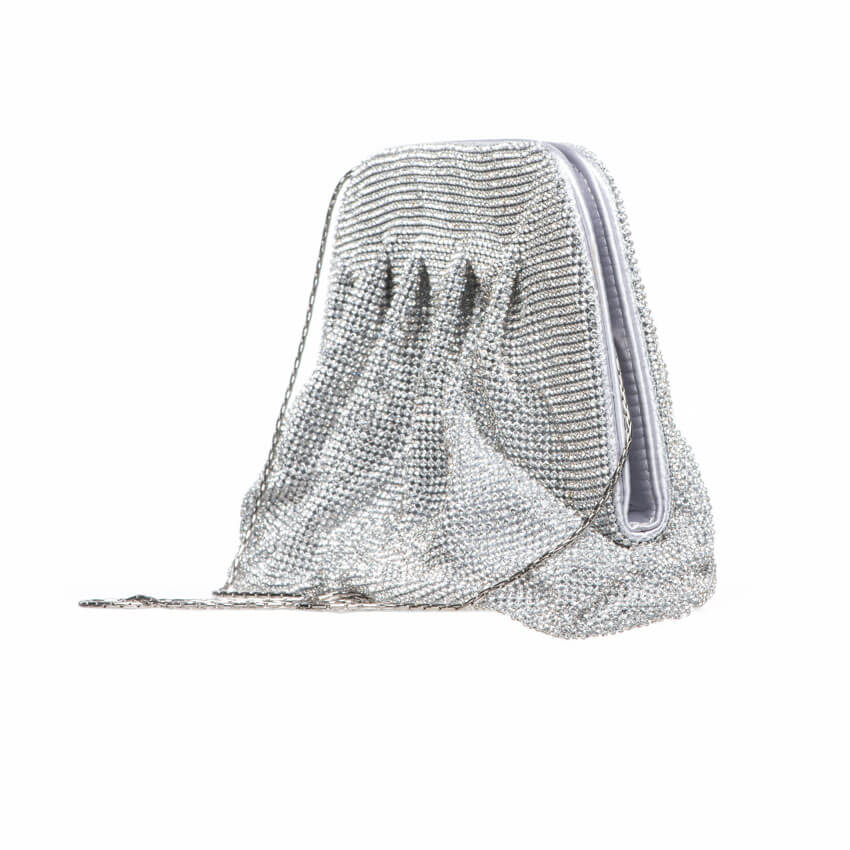 Chic Ad Hoc Clutch semirigida cristallo borsa argento