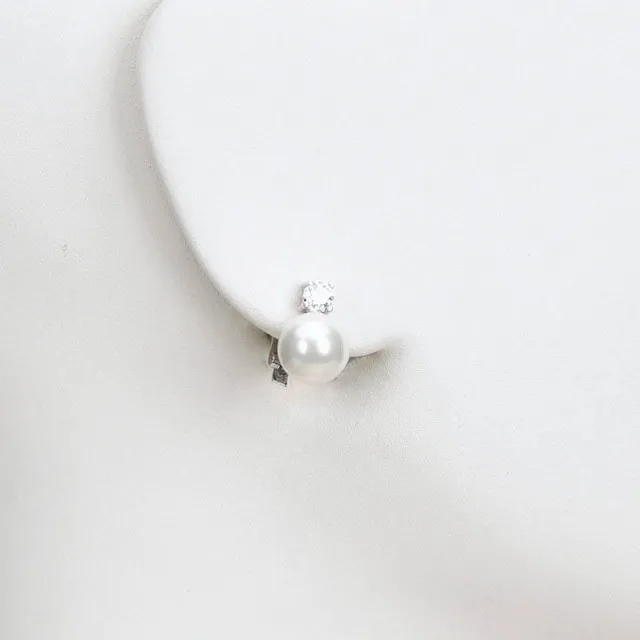 Chic Ad Hoc Orecchini Clip Perla 12mm e Zircone
