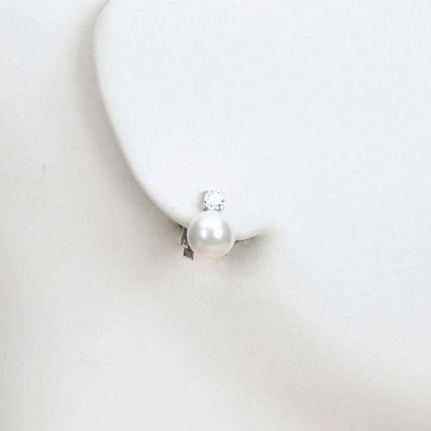 Chic Ad Hoc Orecchini Clip Perla 12mm e Zircone