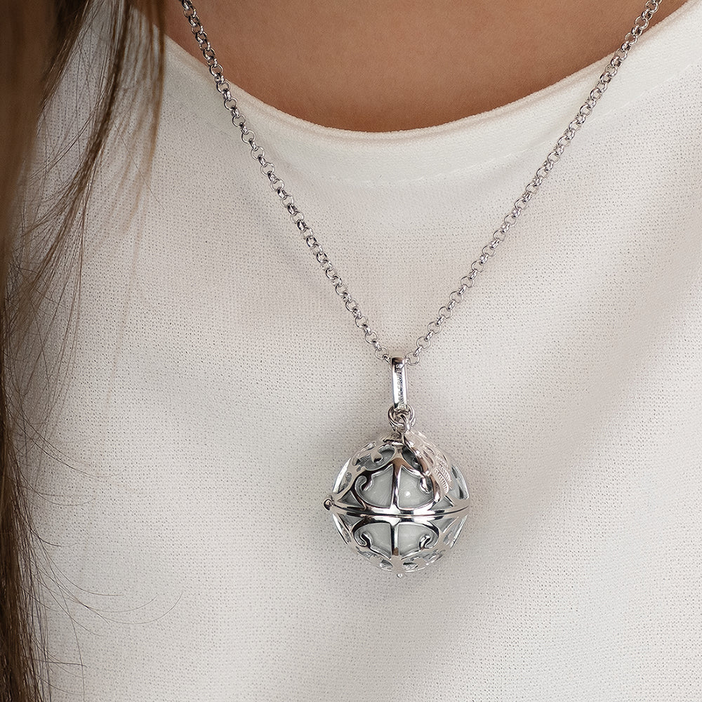 Engelsrufer Flügel ciondolo argento sfera bianca S M