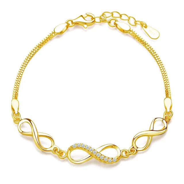 INFINIONLY Infinito bracciale argento zirconi oro