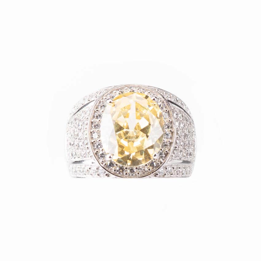 Chic Ad Hoc Anello Fascia Pietra Gialla Ovale