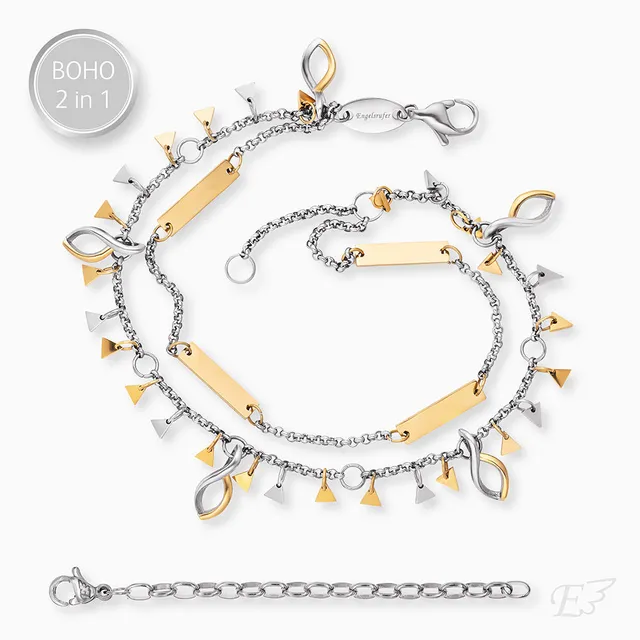 Engelsrufer Boho Triangle bracciale acciaio bicolor