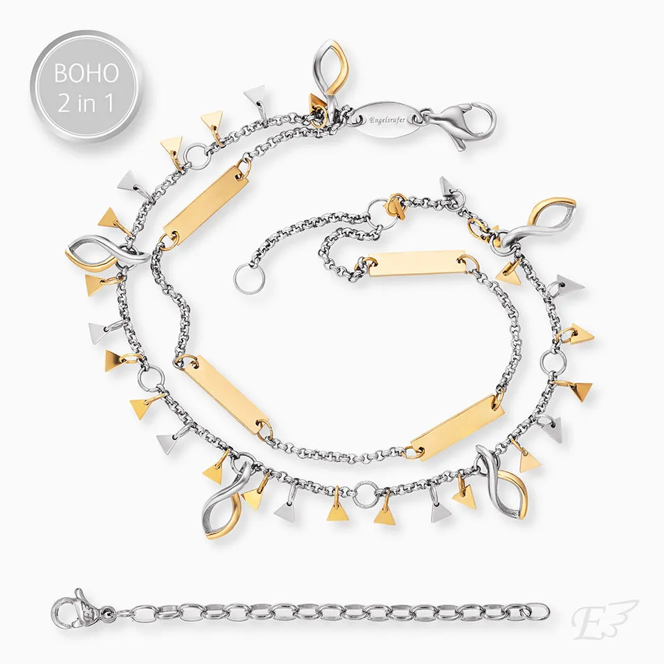 Engelsrufer Boho Triangle bracciale acciaio bicolor
