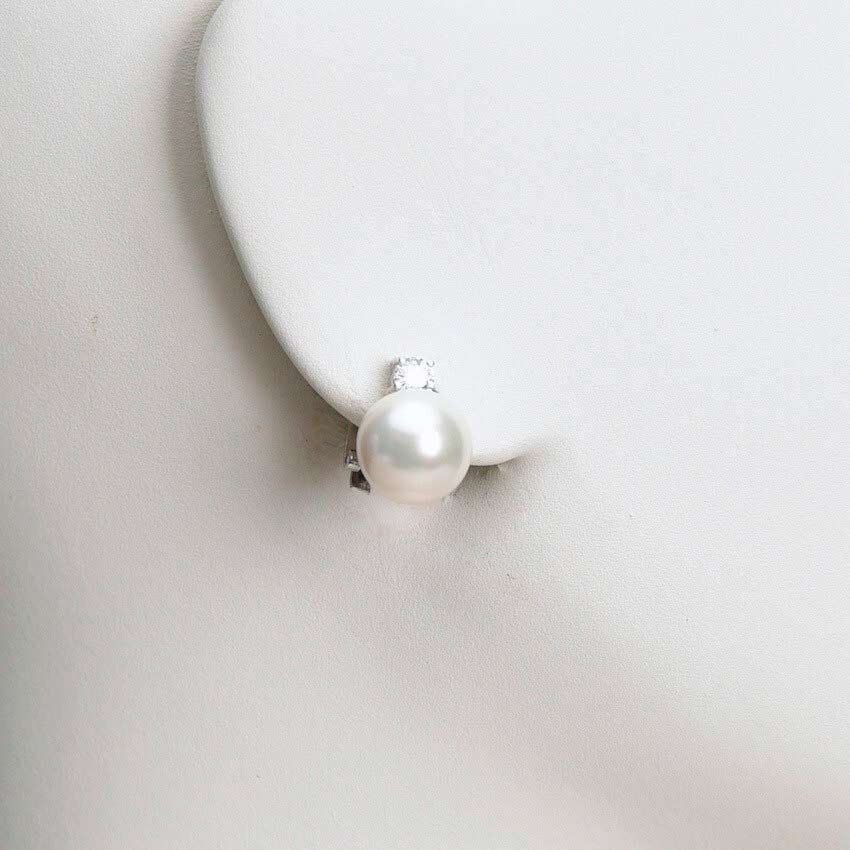 Chic Ad Hoc Orecchini Clip Perla 14mm Zircone Bianco