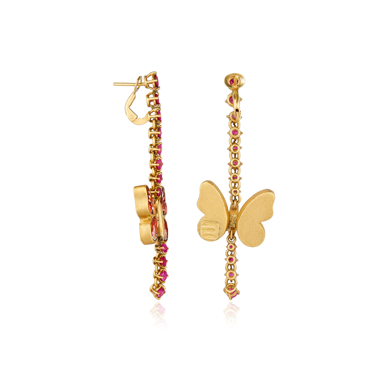 Le Sibille Mariposa orecchini oro 18kt rubini farfalla