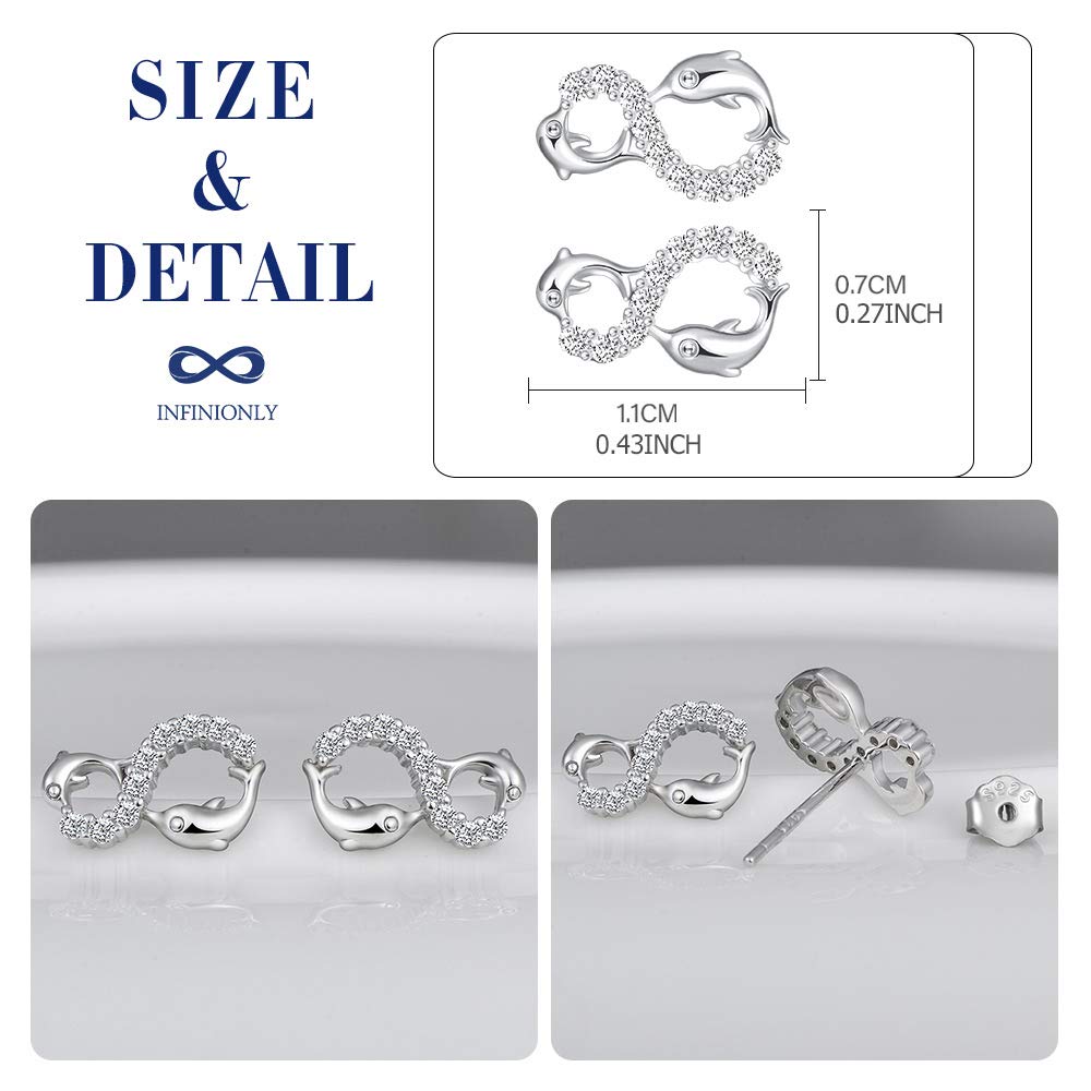 Infinionly Orecchini Delfino Infinito Argento 925 Zirconi Silver
