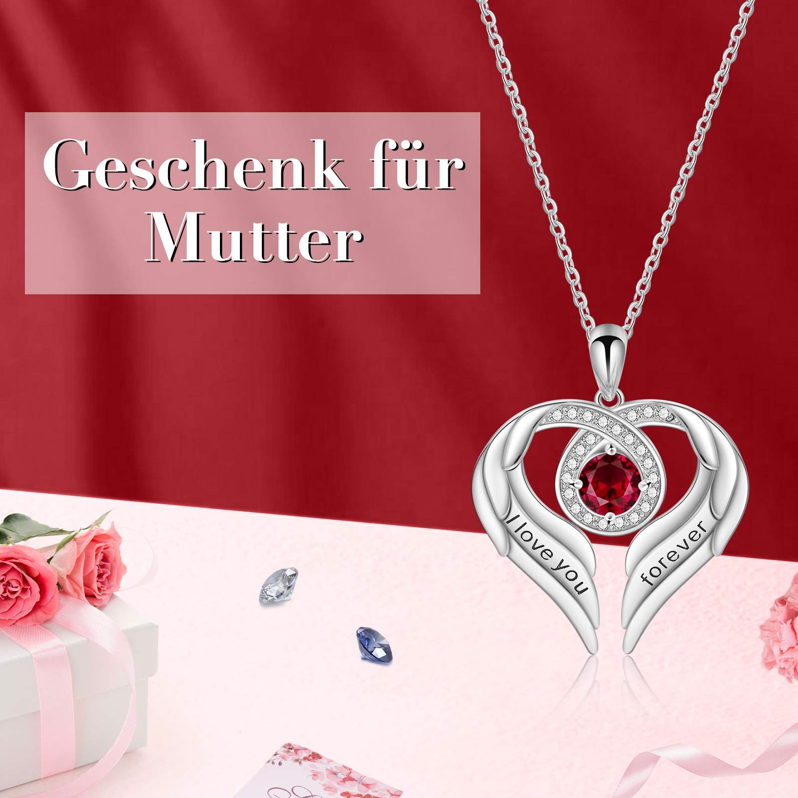 Jessemade Ala collana argento 925 cuore Love You Forever