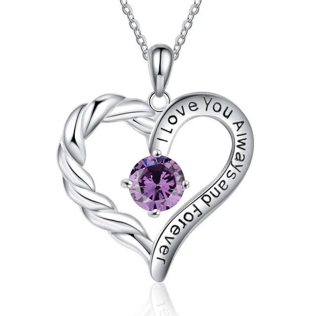 Jessemade Gioielli Collana Cuore Argento 925 Birthstone Mamma