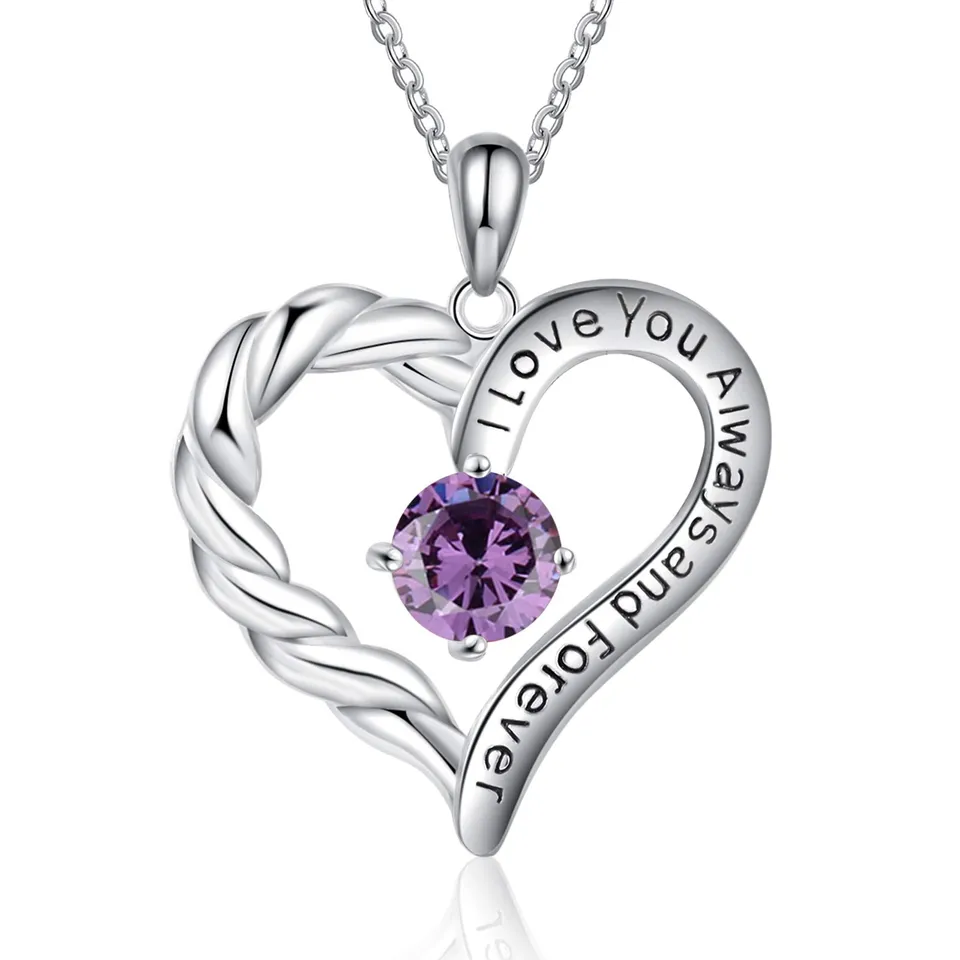 Jessemade Gioielli Collana Cuore Argento 925 Birthstone Mamma