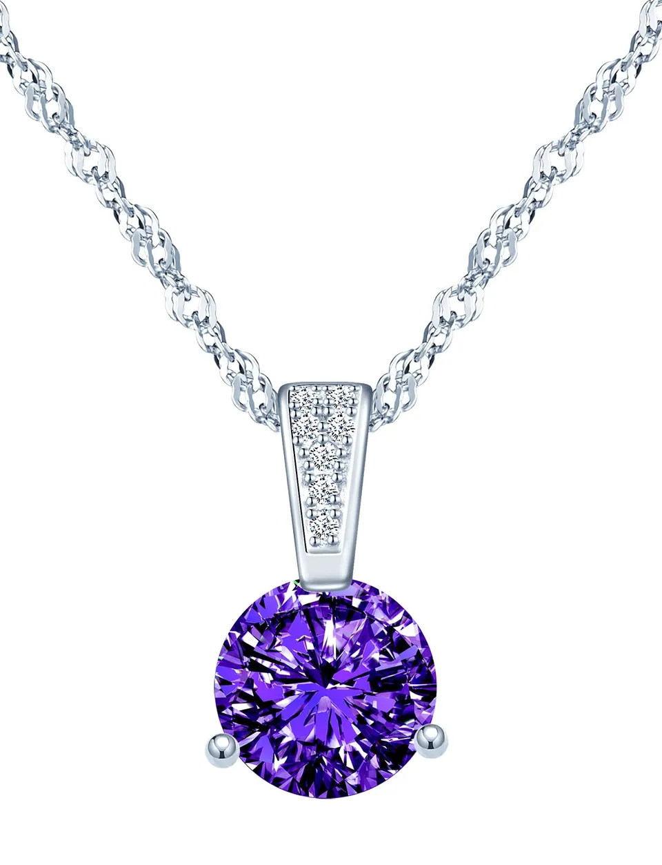 Infinionly Fashion collana argento 925 solitario viola