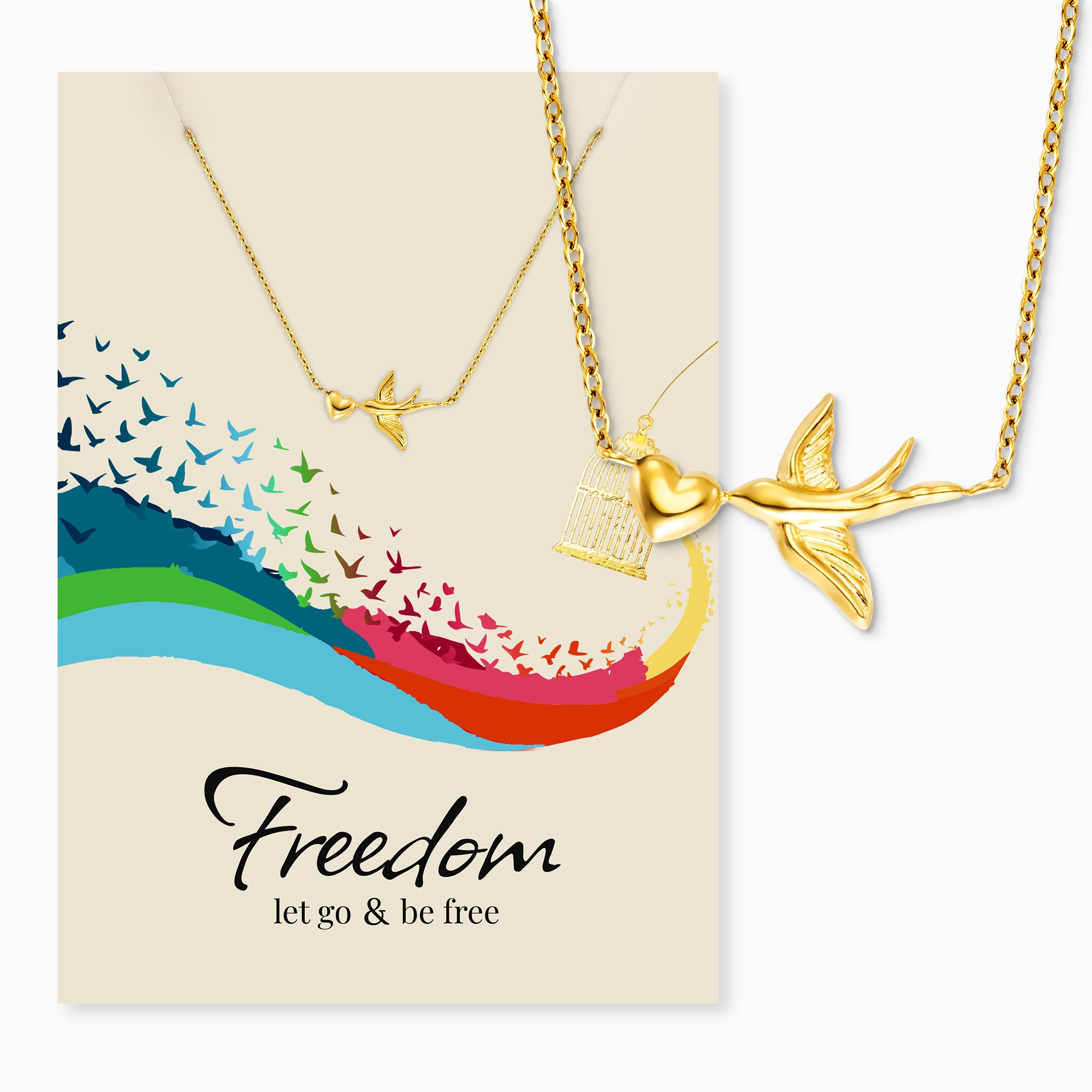Engelsrufer MySteel Freedom collana acciaio oro cuore rondine